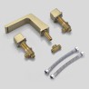 Dual Handles Brass Basin Faucet Brushed Gold Anti-Fingerprint Tap