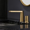 Deck Mounted Golden Brass Basin Mixer Tap Bathroom Countertop Faucet