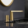 Deck Mounted Golden Brass Basin Mixer Tap Bathroom Countertop Faucet