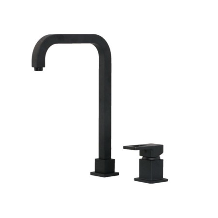 Square Bathroom Sink Tap Contemporary Black Basin Faucet