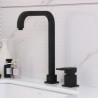 Square Bathroom Sink Tap Contemporary Black Basin Faucet