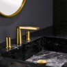 Deck Mounted Dual Handles Bathroom Countertop Faucet in Golden Brass