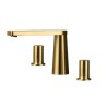 Deck Mounted Dual Handles Bathroom Countertop Faucet in Golden Brass