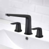 Double Handles Black Brass Basin Mixer Tap Bathroom Countertop Faucet