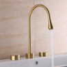 Swan Neck Dual Handles Countertop Faucet Elegant Rain Drop Basin Faucet