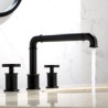 Basin Faucet Industrial Style Black Basin Tap Brass Dual Circle Handles