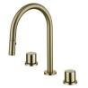 Modern Dual Handles Vessel Sink Faucet with Pull-Out Split Brass Basin Tap