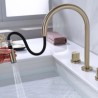 Modern Dual Handles Vessel Sink Faucet with Pull-Out Split Brass Basin Tap