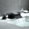 Black Brass Waterfall Bathroom Faucet Basin Mixer Tap