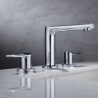 Deck Mounted Modern Widespread Bathroom Sink Faucet Dual Handles Basin Mixer Tap