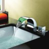 Widespread Color Changing LED Waterfall Bathroom Sink Faucet (Chrome Finish)