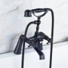 Deck Mounted Antique Black Clawfoot Bath Tub Mixer Tap 2 Handle Shower Faucet