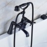 Deck Mounted Antique Black Clawfoot Bath Tub Mixer Tap 2 Handle Shower Faucet