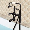 Deck Mounted Bathtub Mixer Tap with Ceramic Hand Shower Antique Black Clawfoot Tub Filler Faucet