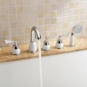 3 Handle Widespread Bathtub Mixer Tap in Gold with Hand Spray