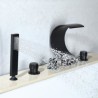 5 Piece/Set Black Brass Bathtub Faucet Curved Waterfall Tap With Handheld Shower