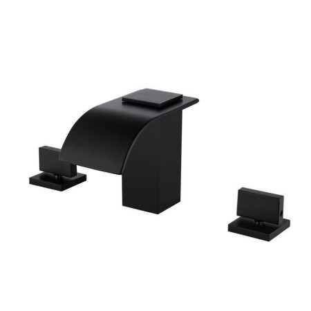 Split Bathtub Faucet with Double Handles Waterfall Bathtub Tap in Black Brass