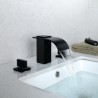 Split Bathtub Faucet with Double Handles Waterfall Bathtub Tap in Black Brass