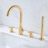 Dual Handles Brass Bathtub Faucet Deck Mounted Bath Tap