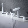 White Bathtub Faucet Deck Mounted 3 Handle Tub Mixer Tap with Hand Sprayer