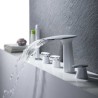 White Bathtub Faucet Deck Mounted 3 Handle Tub Mixer Tap with Hand Sprayer