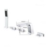 Contemporary Chrome Bathtub Tap with Hand Shower Solid Brass Waterfall Tub Faucet