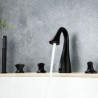 Deck Mounted Tap Modern Black Bathtub Faucet Triple Handles Bathroom Tub Tap