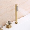 Golden Brass Curved Waterfall Spout Tub Filler with Handheld Sprayer Split Bathtub Faucet