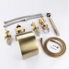 Golden Brass Curved Waterfall Spout Tub Filler with Handheld Sprayer Split Bathtub Faucet