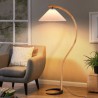 For Living Room Bedroom, Classic Vintage Arching Pleated Wooden Standing Floor Lamp