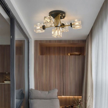 Crystal LED Ceiling Light For Living Room Bedroom Copper Ceiling Lamp