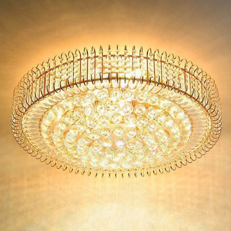 LED Flush Mount Round Crystal Ceiling Light Living Room Lobby European Style