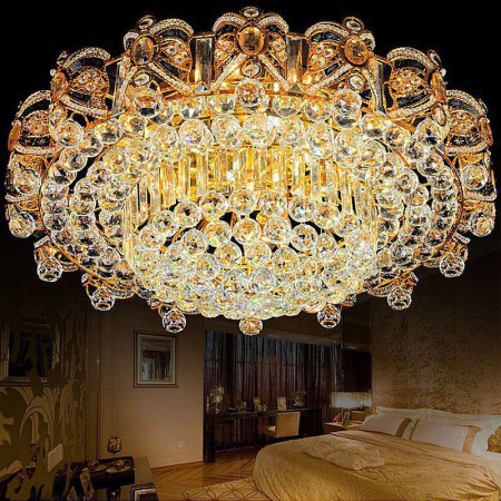 Bedroom Living Room European LED Flush Mount Crystal Ceiling Light