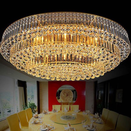 European Oval Light Living Room Lobby LED Flush Mount Crystal Ceiling Light