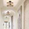 3-Light Ceiling Lighting For Entryway Foyer Wood Bead Ceiling Lamp