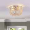 3-Light Farmhouse Wood Beaded Flush Mount Celling Light Fixture