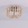 3-Light Farmhouse Wood Beaded Flush Mount Celling Light Fixture