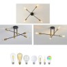 Mid Century 4 Light Black Sputnik Chandeliers Semi Flush Mount Ceiling Light