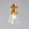 1-Light Brass Contemporary Glass Flush Ceiling Light For Hallway