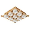 Rubber Wood Light Study Bedroom Nordic Square Grid Flush Mount Ceiling Light