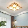 Rubber Wood Light Study Bedroom Nordic Square Grid Flush Mount Ceiling Light