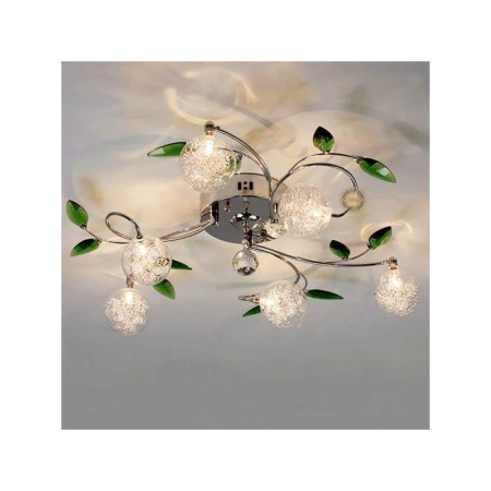 Green Leaves Pattern LED Flush Mounted Ceiling Light with 6 Lights