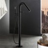 Gold/Black/Silver Freestanding Tub Faucet Round Curved Floor Mounted Bathtub Tap with Handheld Shower