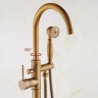 Classical Floor Mount Bathtub Tap with Hand Shower Antique Round Tub Faucet