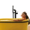 Black Floor Mounted Free Standing Bathtub Faucet with Hot and Cold Water