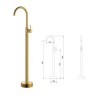 Freestanding Tub Faucet with Hand Shower in Golden