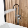 Standing Shower Faucets with Handheld Shower Floor Mount Bathtub Faucet Tub Filler