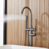 Standing Shower Faucets with Handheld Shower Floor Mount Bathtub Faucet Tub Filler