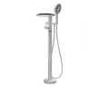 Bathroom Floor Mounted Waterfall Tub Filler With Hand Shower Set Freestanding Bathtub Faucet