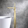 Floor Mounted Brushed Gold Bathtub Faucet With Hand Shower Tub Filler Faucet